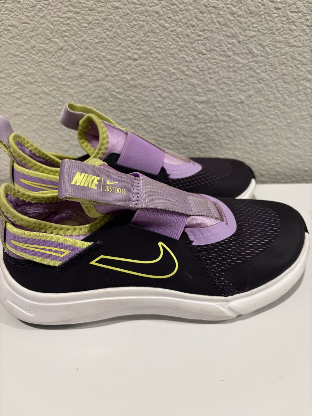 Nike girls black -Purple & Lime Slip-On Sneakers